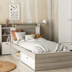 Bett Liva 90 x 190 cm-Kronberg Eiche/Mattweiß