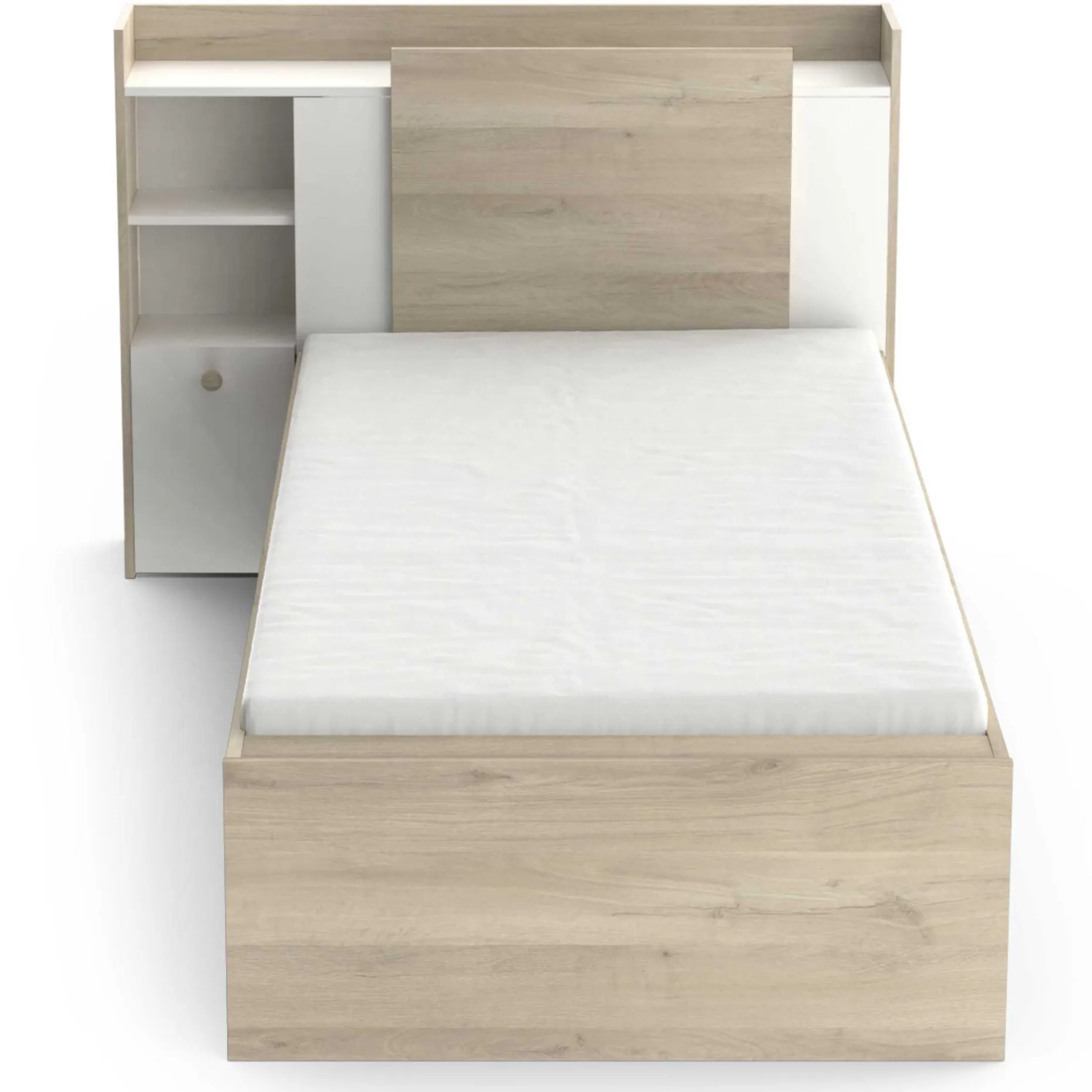 Bett Liva 90 x 190 cm-Kronberg Eiche/Mattweiß