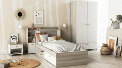 Bett Liva 90 x 190 cm-Kronberg Eiche/Mattweiß