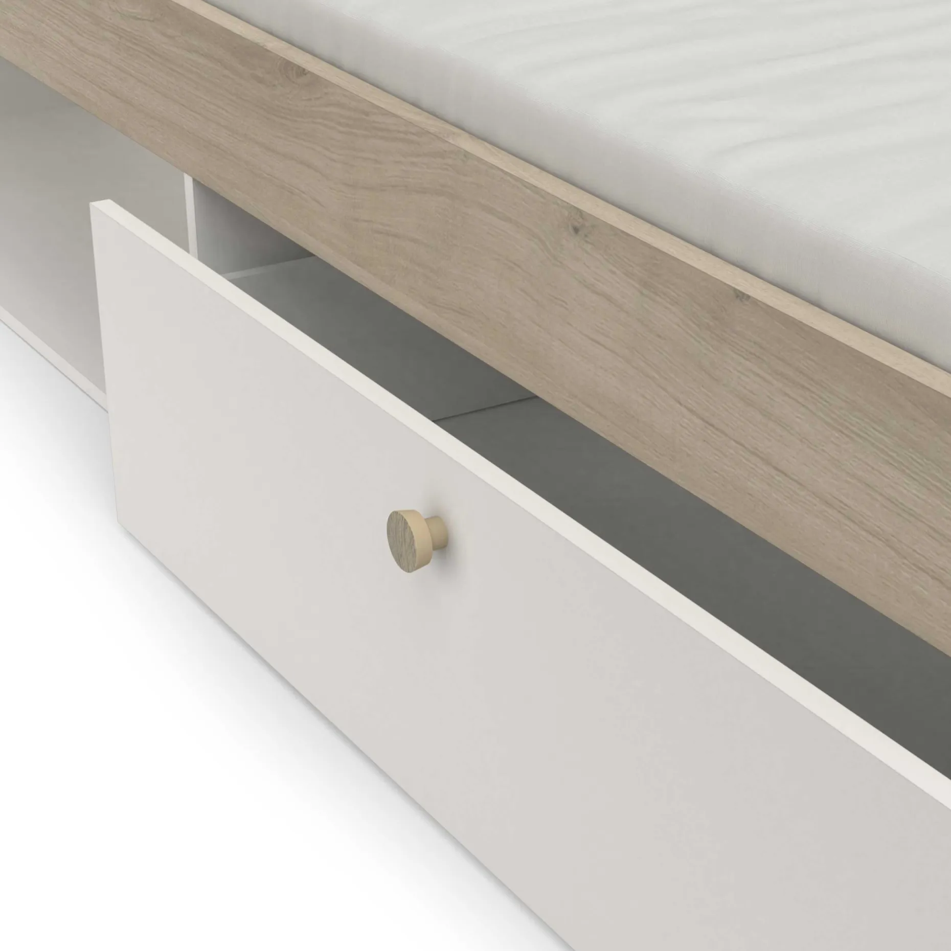 Bett Liva 90 x 190 cm-Kronberg Eiche/Mattweiß