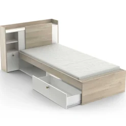 Bett Liva 90 x 190 cm-Kronberg Eiche/Mattweiß