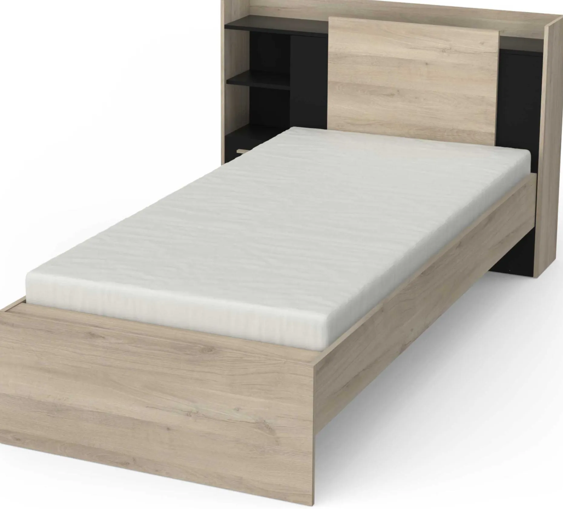 Bett Liva 90 x 190 cm-Kronberg Eiche/mattschwarz