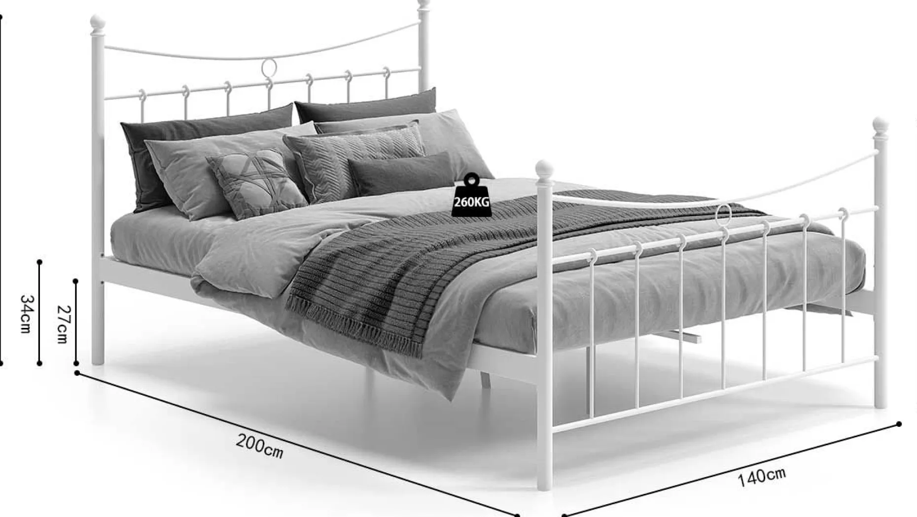 Bett Liza mit Lattenrost 140x200 - weiß