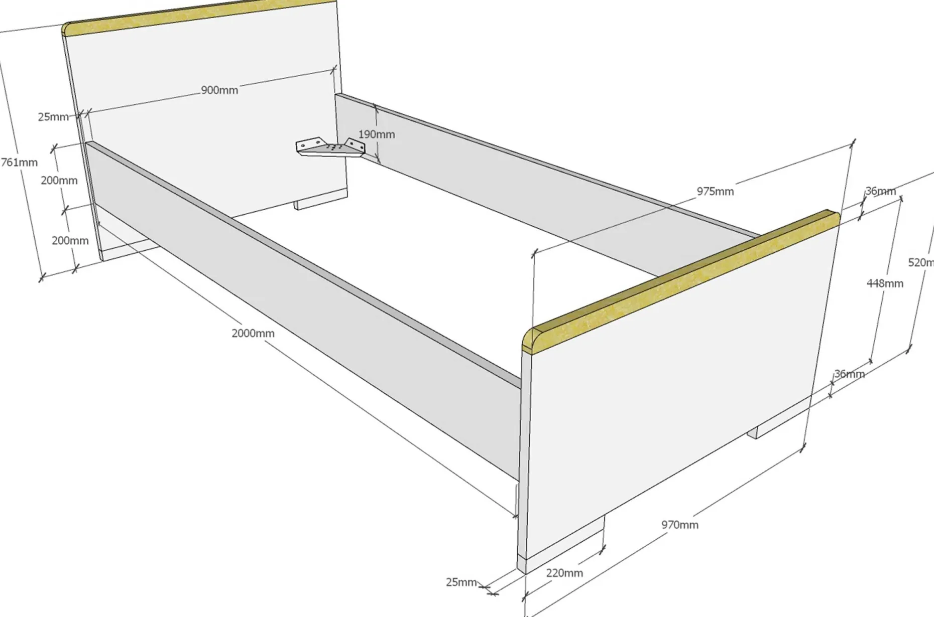 Bett London 90x200 - anthrazit