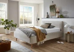 Bett Madras 140x200cm mit Lagerung Rippe Samt - beige