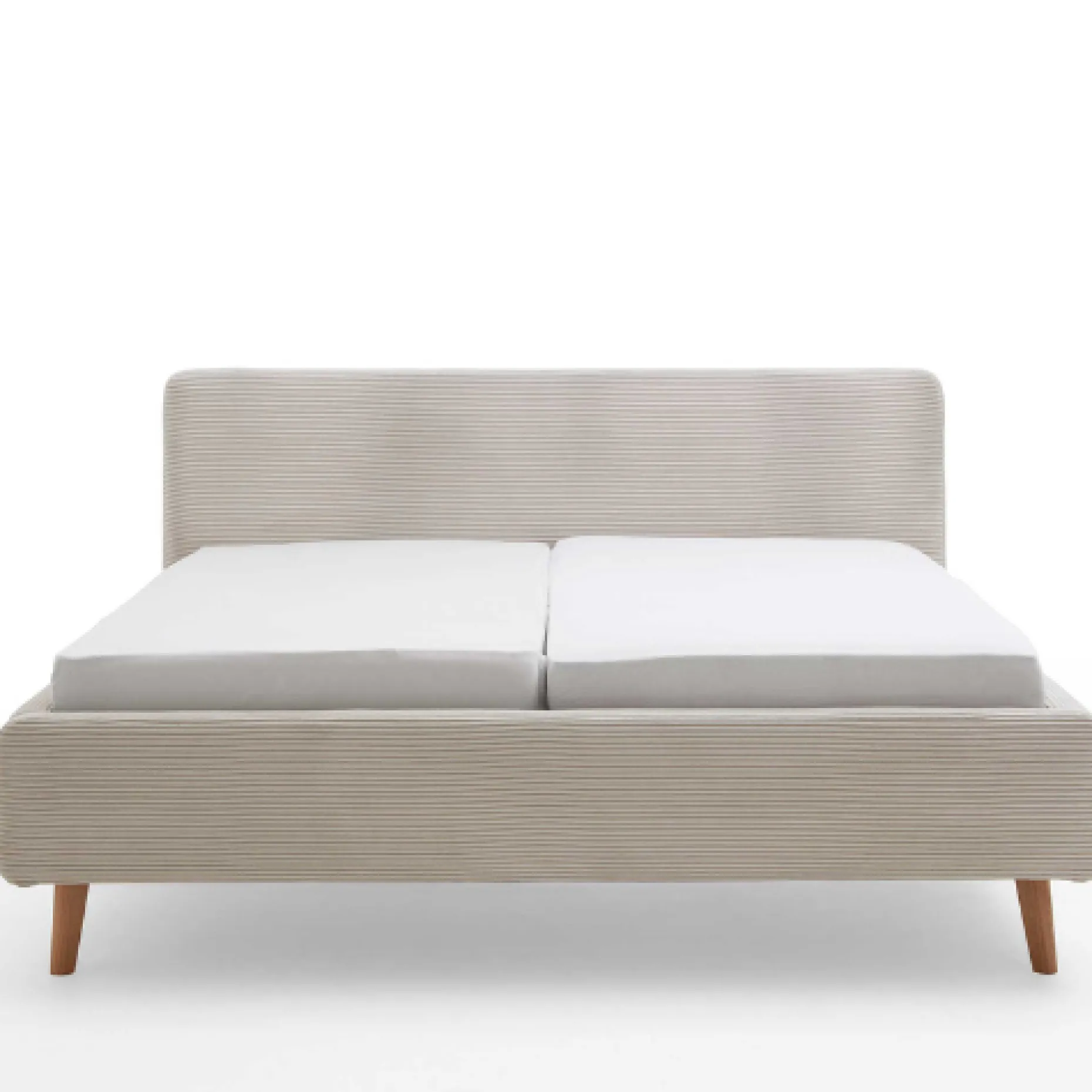 Bett Madras 160x200cm mit Lagerung Rippe Samt - beige