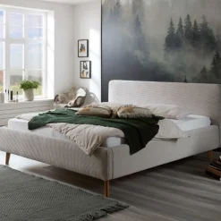 Bett Madras 160x200cm mit Lagerung Rippe Samt - beige