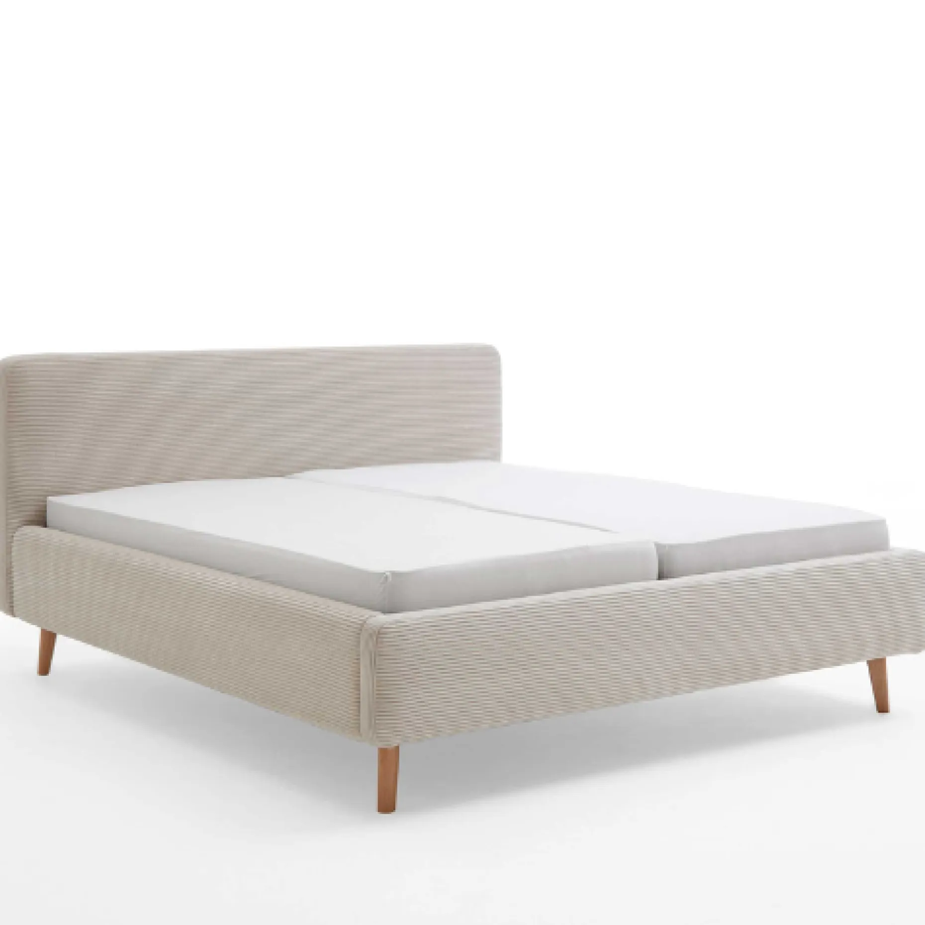 Bett Madras 160x200cm mit Lagerung Rippe Samt - beige