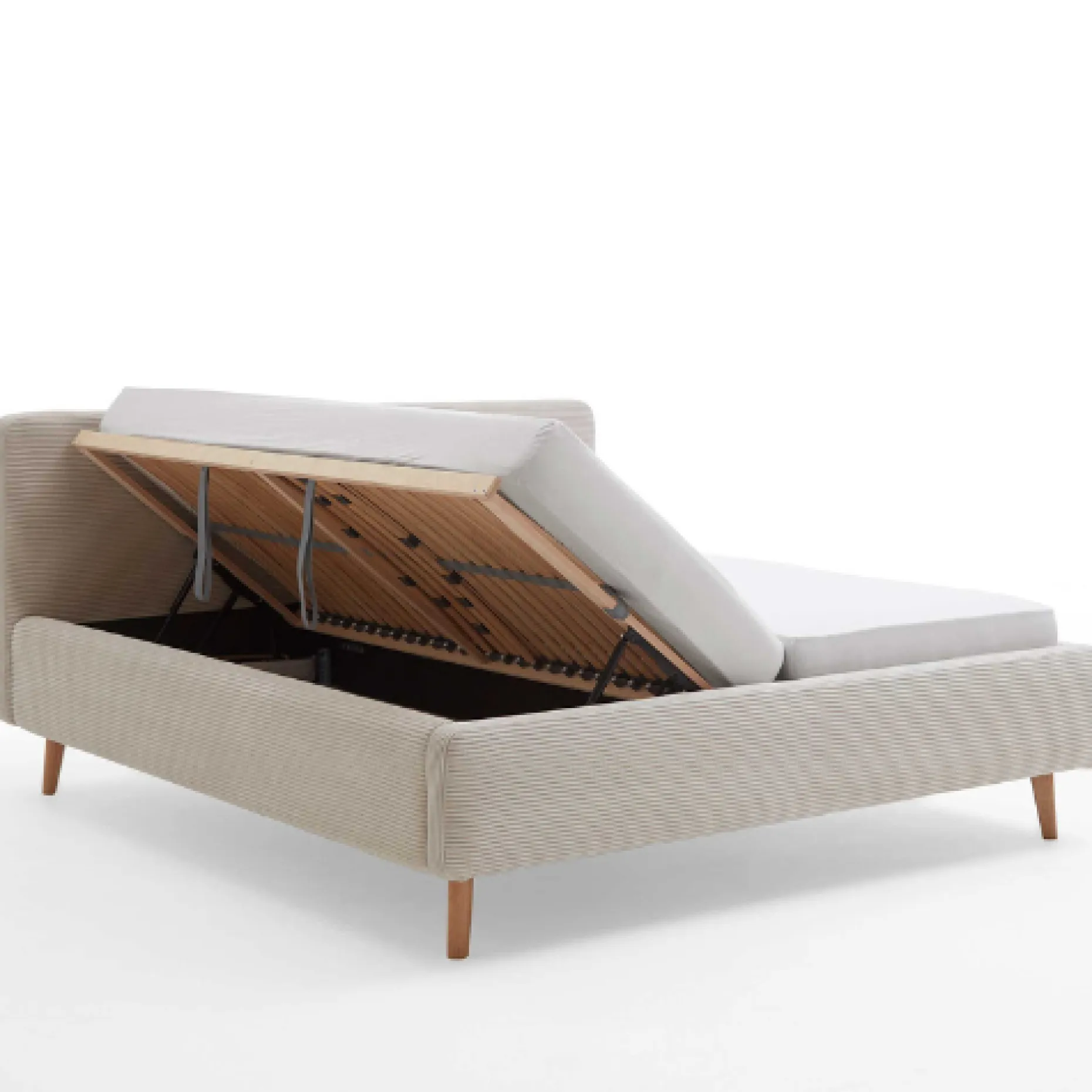Bett Madras 160x200cm mit Lagerung Rippe Samt - beige