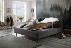 Bett Madras 160x200cm mit Lagerung Rippe Samt - grau