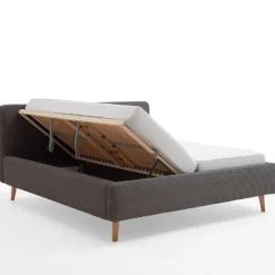 Bett Madras 160x200cm mit Lagerung Rippe Samt - grau