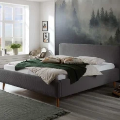 Bett Madras 160x200cm mit Lagerung Rippe Samt - grau