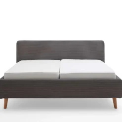 Bett Madras 160x200cm mit Lagerung Rippe Samt - grau