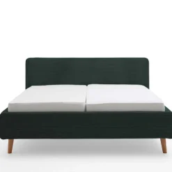 Bett Madras 180x200cm mit Lagerung Rippe Samt - dunkelgrün