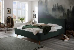 Bett Madras 180x200cm mit Lagerung Rippe Samt - dunkelgrün