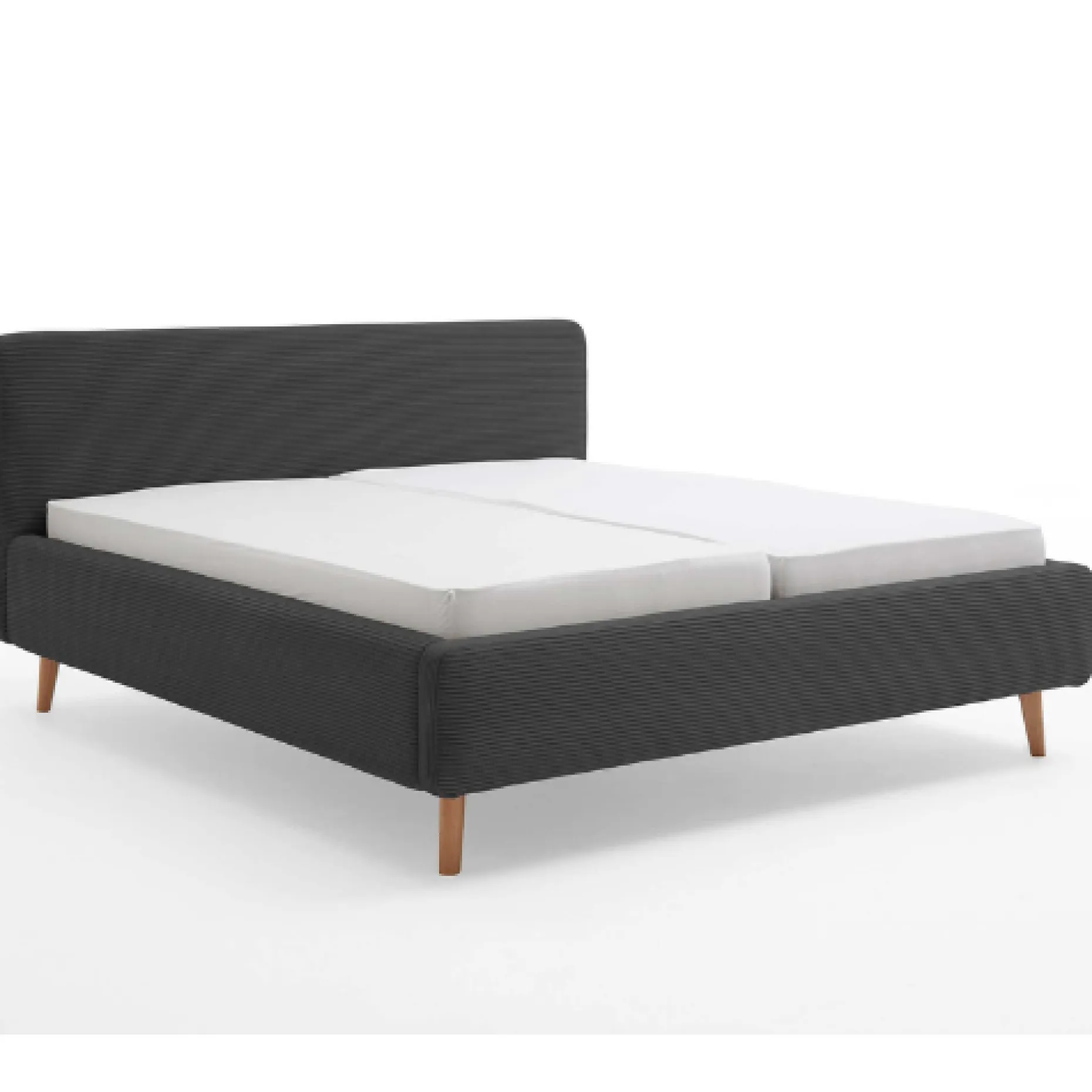 Bett Madras 160x200cm mit Stauraum Rippe Samt - anthrazit