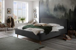 Bett Madras 180x200cm mit Stauraum Rippe Samt - anthrazit