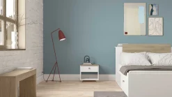 Bett Maura mit Stauraum 140 x 190cm/200 cm-Kronberg Eiche/Mattweiß