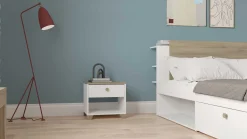 Bett Maura mit Stauraum 140 x 190cm/200 cm-Kronberg Eiche/Mattweiß
