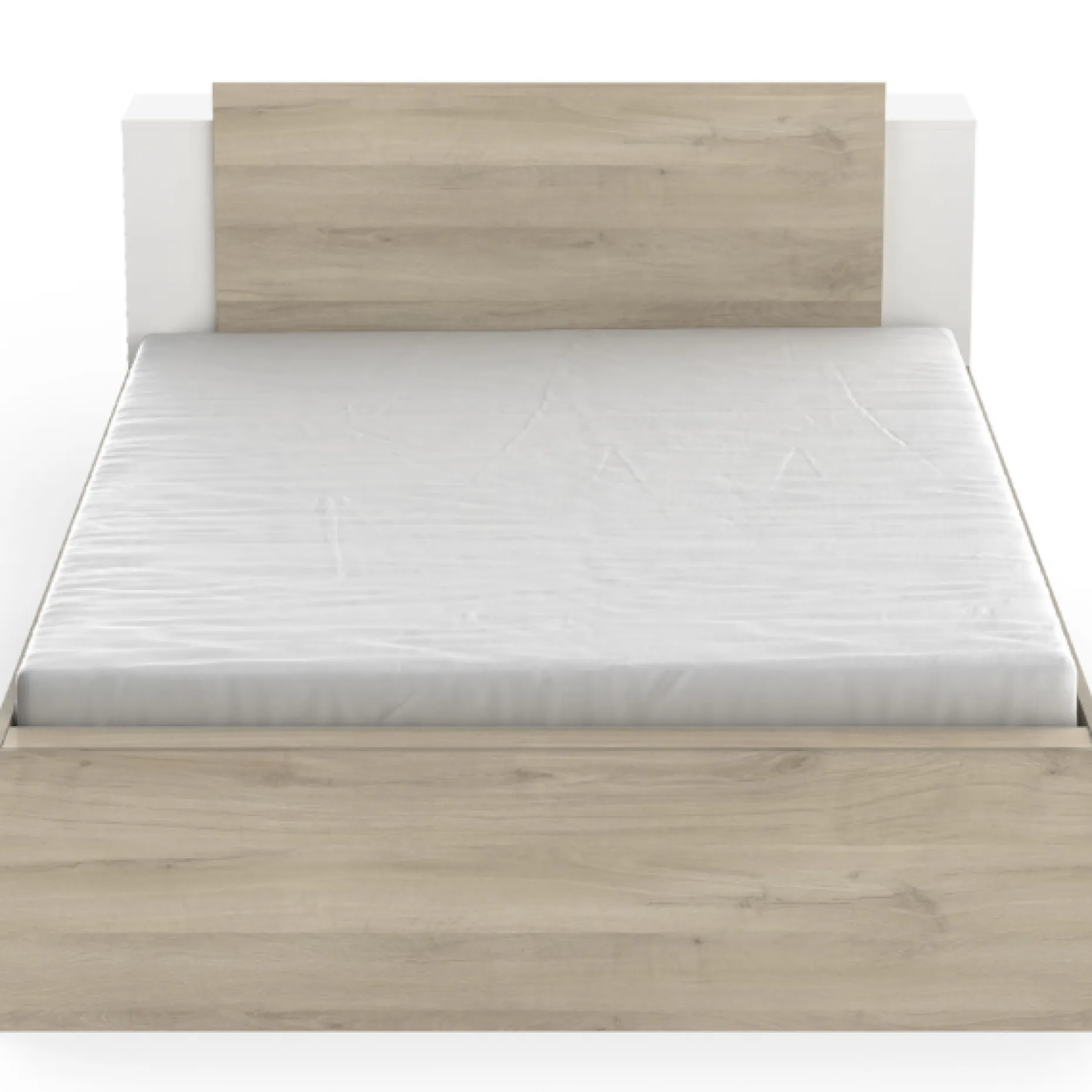 Bett Maura mit Stauraum 140 x 190cm/200 cm-Kronberg Eiche/Mattweiß