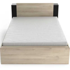 Bett Maura mit Stauraum 140 x 190cm/200 cm-Kronberg Eiche/Mattschwarz