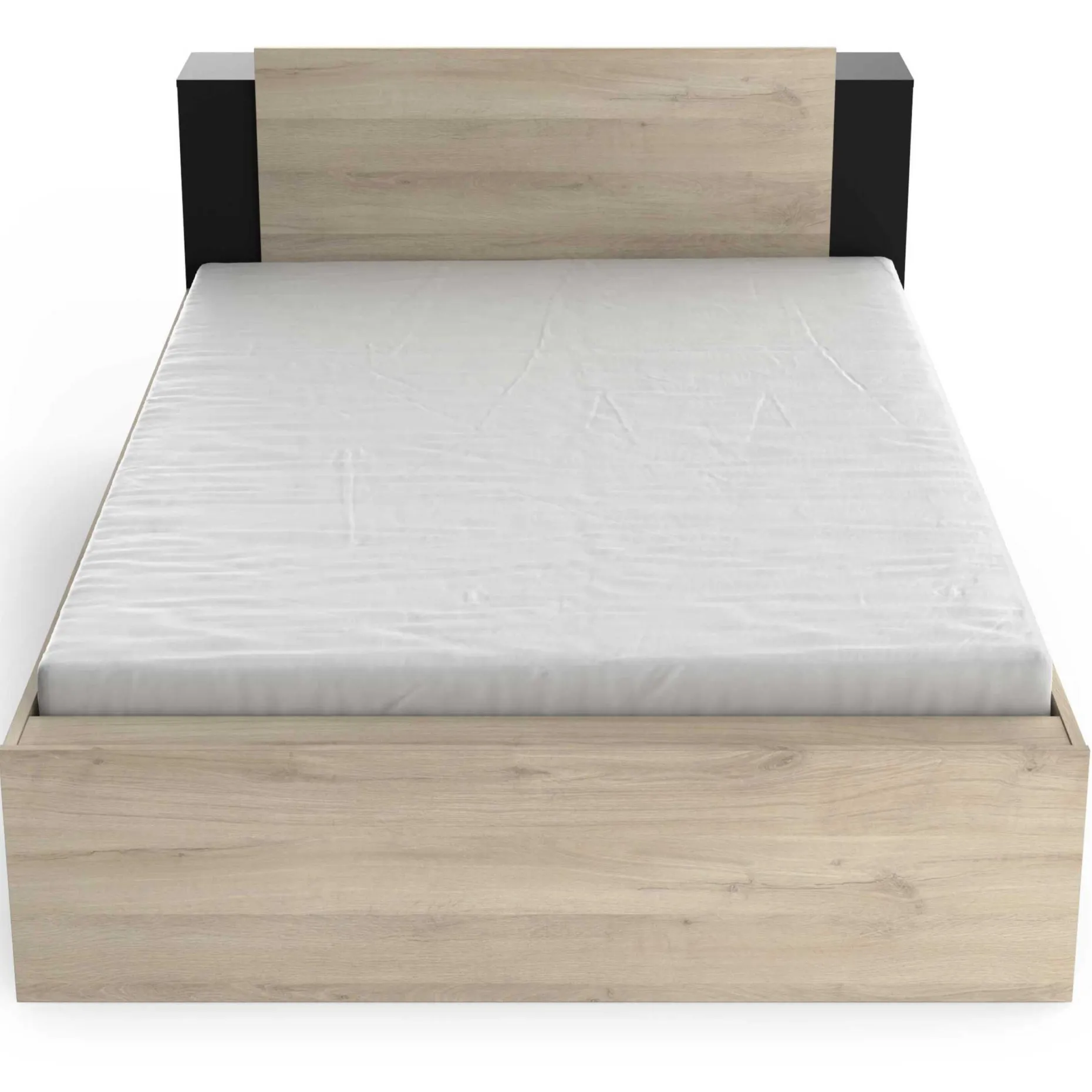 Bett Maura mit Stauraum 140 x 190cm/200 cm-Kronberg Eiche/Mattschwarz