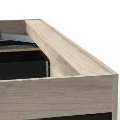 Bett Maura mit Stauraum 140 x 190cm/200 cm-Kronberg Eiche/Mattschwarz