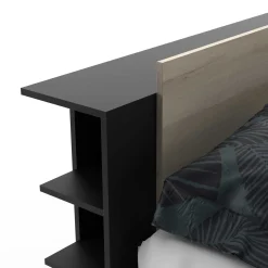 Bett Maura mit Stauraum 140 x 190cm/200 cm-Kronberg Eiche/Mattschwarz