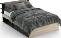 Bett Maura mit Stauraum 140 x 190cm/200 cm-Kronberg Eiche/Mattschwarz