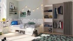 Bett Micheline mit Stauraum 90 x 200 cm-matt weiß