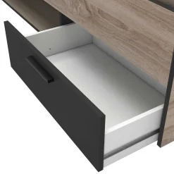 Bett Micheline 140 x 190 cm-gebürstete Eiche/mattschwarz