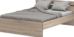 Bett Micheline 140 x 190 cm-gebürstete Eiche/mattschwarz
