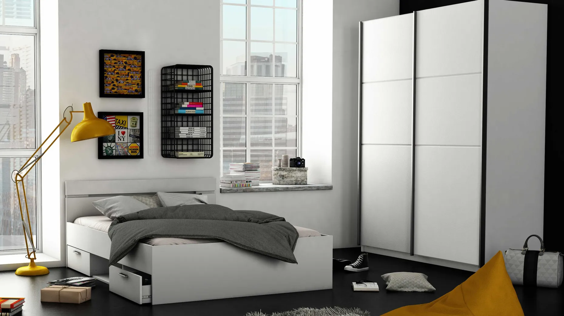 Bett Micheline 140 x 190 cm-matt weiß