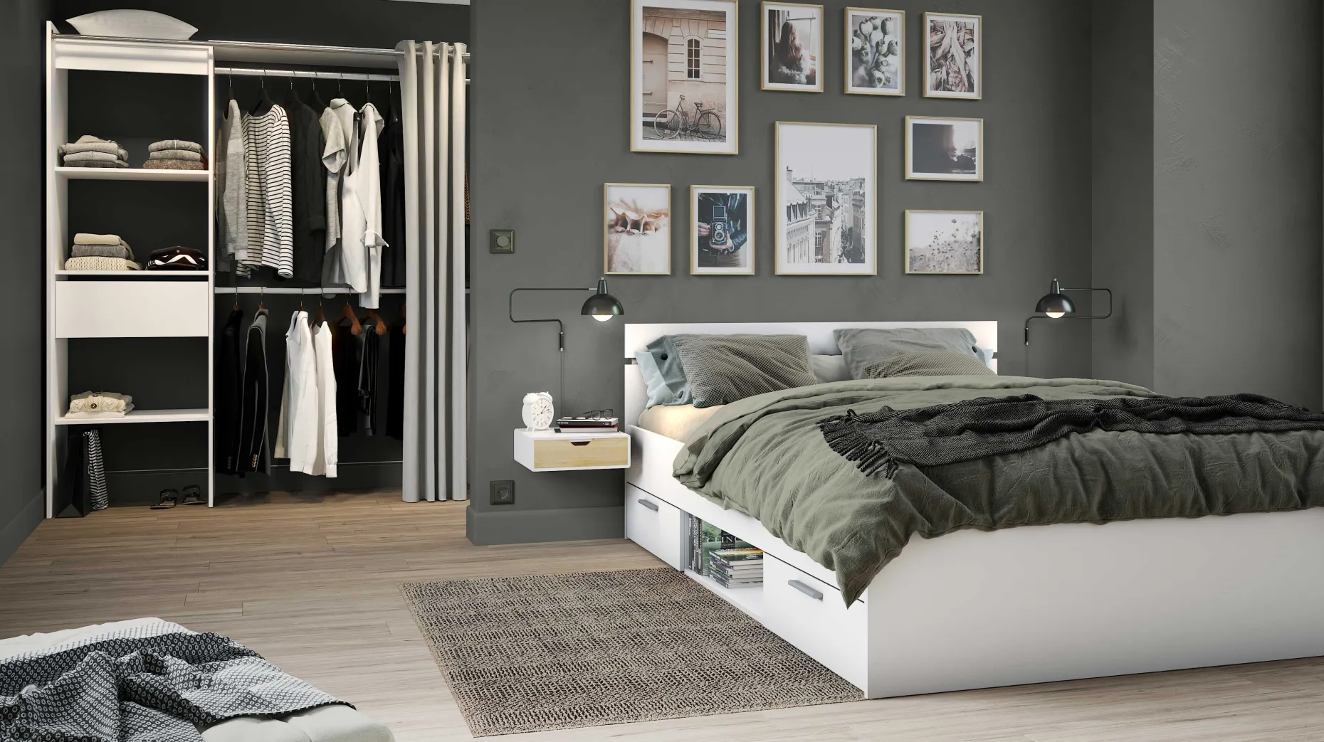 Bett Micheline 140 x 190 cm-matt weiß