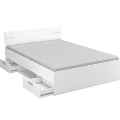 Bett Micheline 140 x 200 cm mit Stauraum -matt weiß
