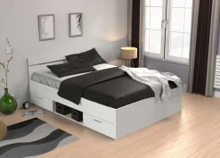 Bett Micheline 140 x 200 cm mit Stauraum -matt weiß