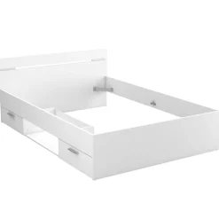 Bett Micheline 140 x 200 cm mit Stauraum -matt weiß