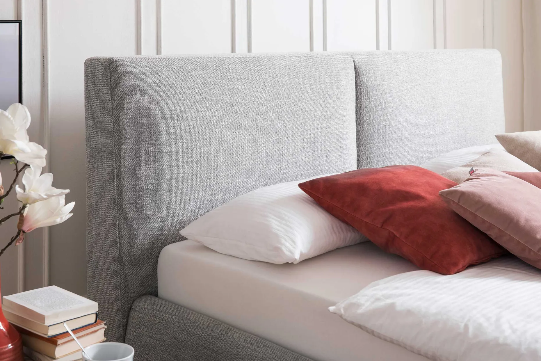 Bett mit Stauraum Celine 180x200 - hellgrau
