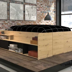 Bett mit Stauraum Taravel 140x200 - artisan eiche