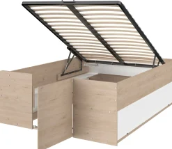 Bett mit Stauraum Taravel 140x200 - Jackson Eiche/Weiß