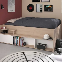 Bett mit Stauraum Taravel 140x200 - Jackson Eiche/Weiß