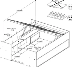 Bett mit Stauraum Taravel 140x200 - Jackson Eiche/Weiß