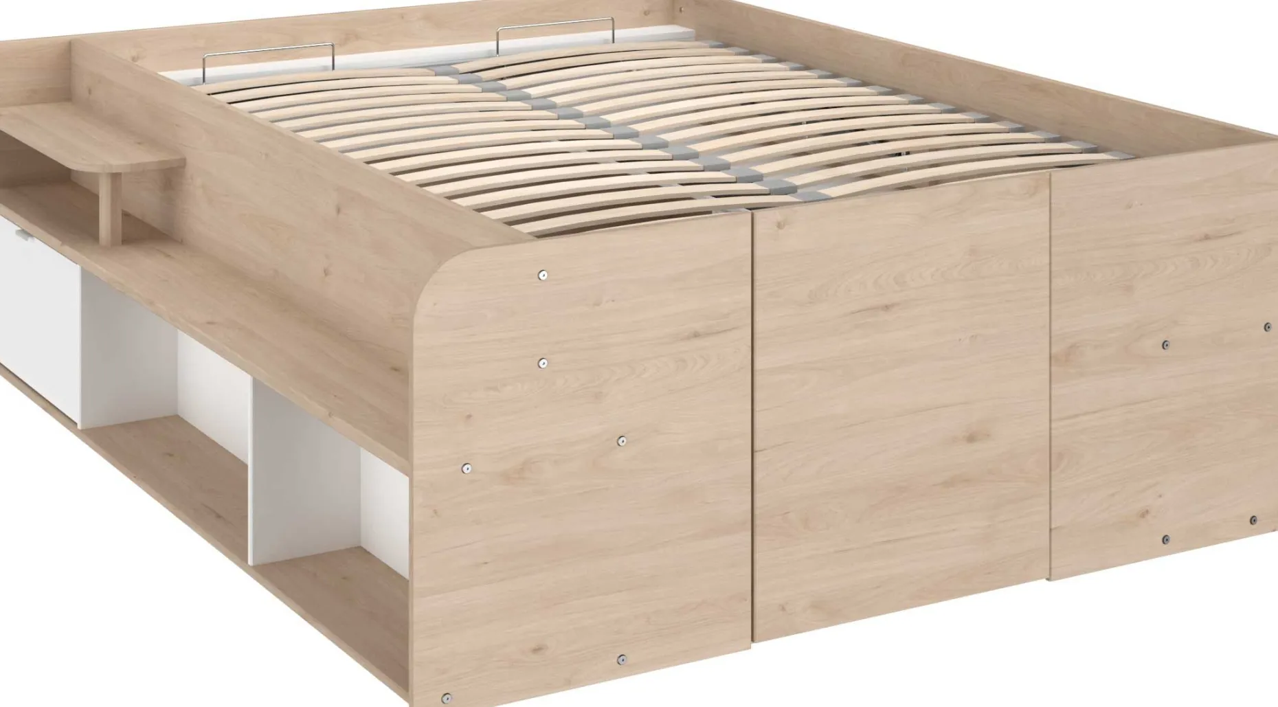 Bett mit Stauraum Taravel 140x200 - Jackson Eiche/Weiß