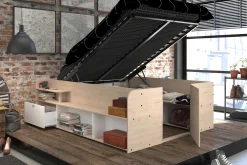 Bett mit Stauraum Taravel 140x200 - Jackson Eiche/Weiß