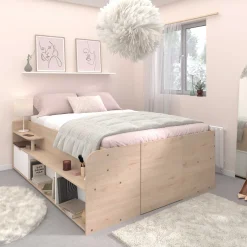Bett mit Stauraum Taravel 140x200 - Jackson Eiche/Weiß