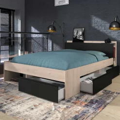 Bett Most 160x200cm - Eiche/schwarz