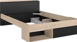 Bett Most 160x200cm - Eiche/schwarz