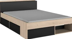Bett Most 160x200cm - Eiche/schwarz