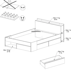 Bett Most 140x190/200cm mit Schubladen - schwarz
