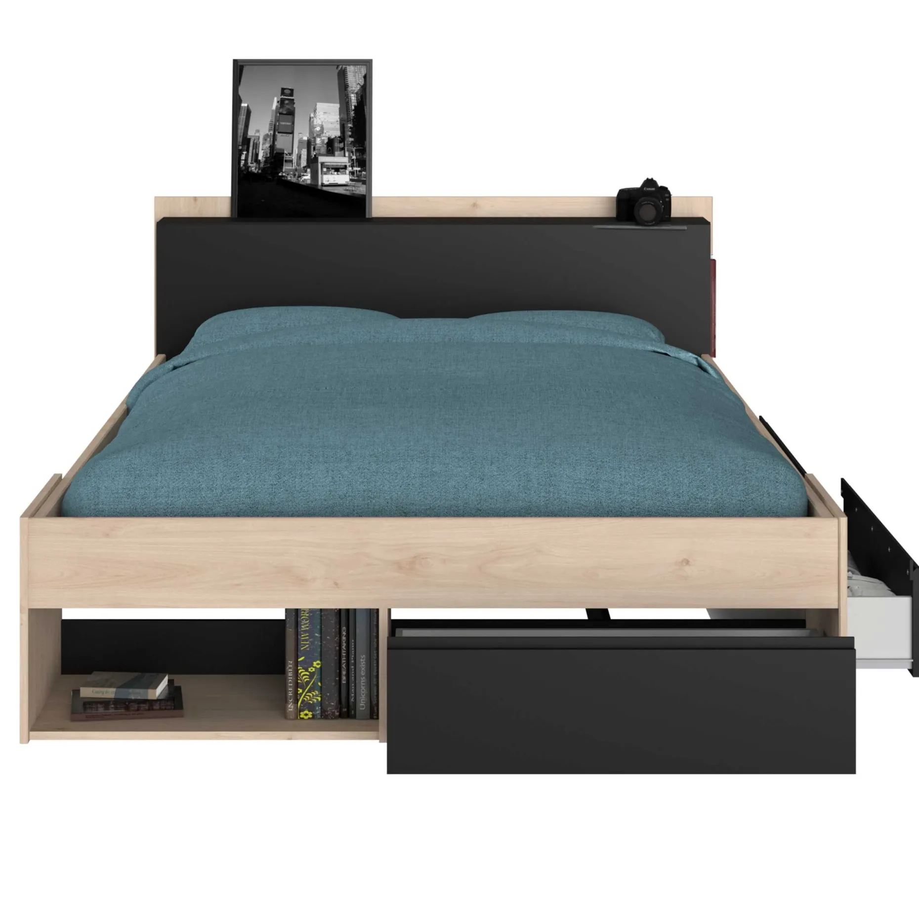 Bett Most 140x190/200cm mit Schubladen - schwarz